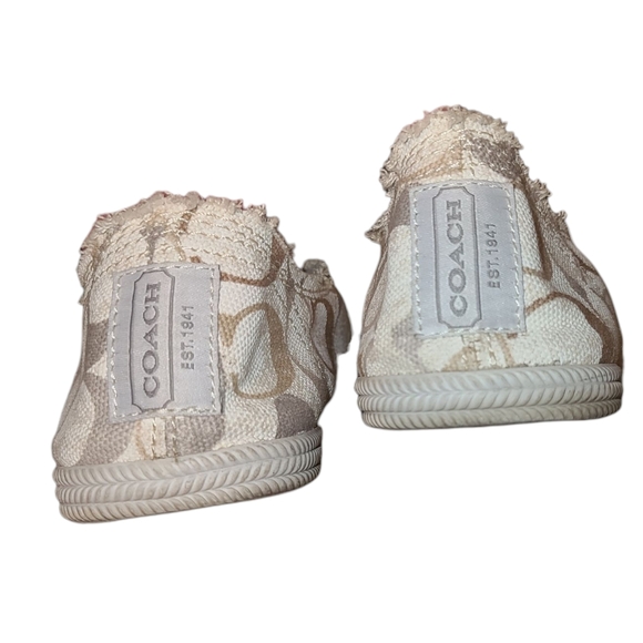COACH Katie Slip-On Sneakers - Cream and Brown Logo No Lace (Elastic) Size 9.5B - Picture 4 of 14